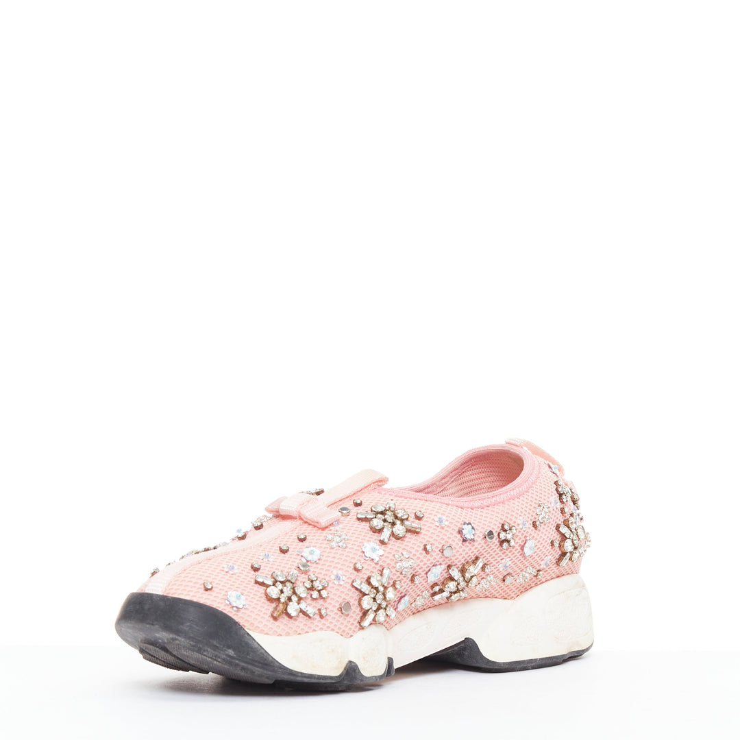 CHRISTIAN DIOR Raf Simons 2019 Fushion pink embellished dad sneakers EU35.5