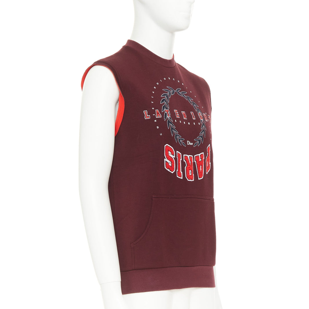 DIOR HOMME 2018 Late Night Paris burgundy neoprene sleeveless sweatshirt XS