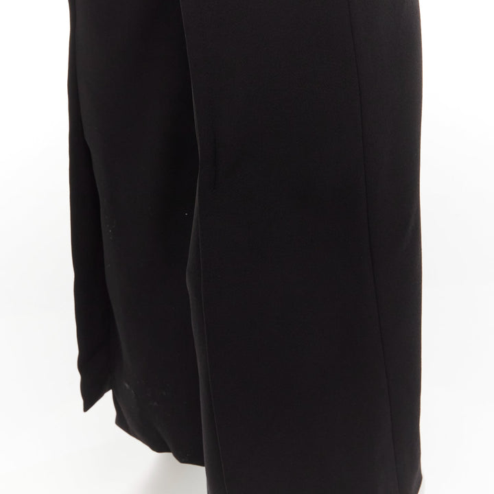 MARNI black front pleat slit hem minimal side zip flare trousers IT42 M