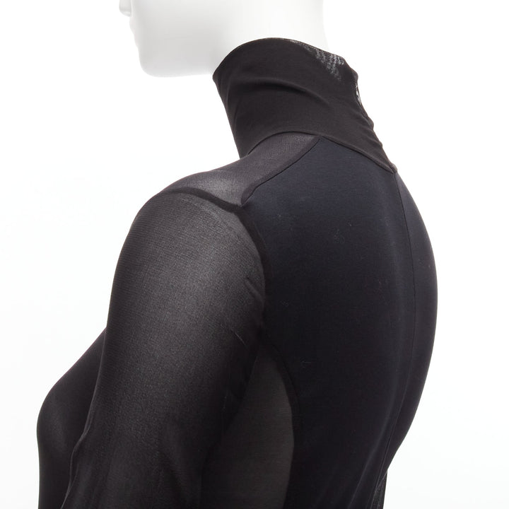 MAISON MARGIELA Vintage black silk blend sheer turtleneck bodysuit FR40 L