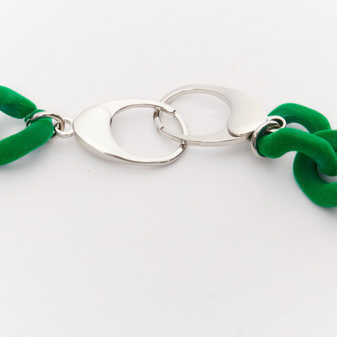 BALENCIAGA Demna Runway  green velvet oversized curb chain glasses chain