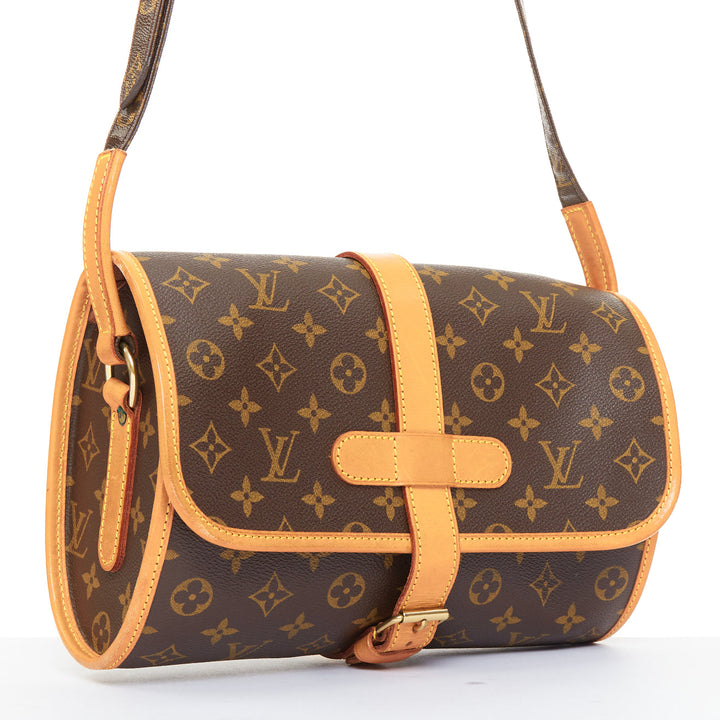 LOUIS VUITTON Marne brown LV monogram honey leather duffle crossbody bag