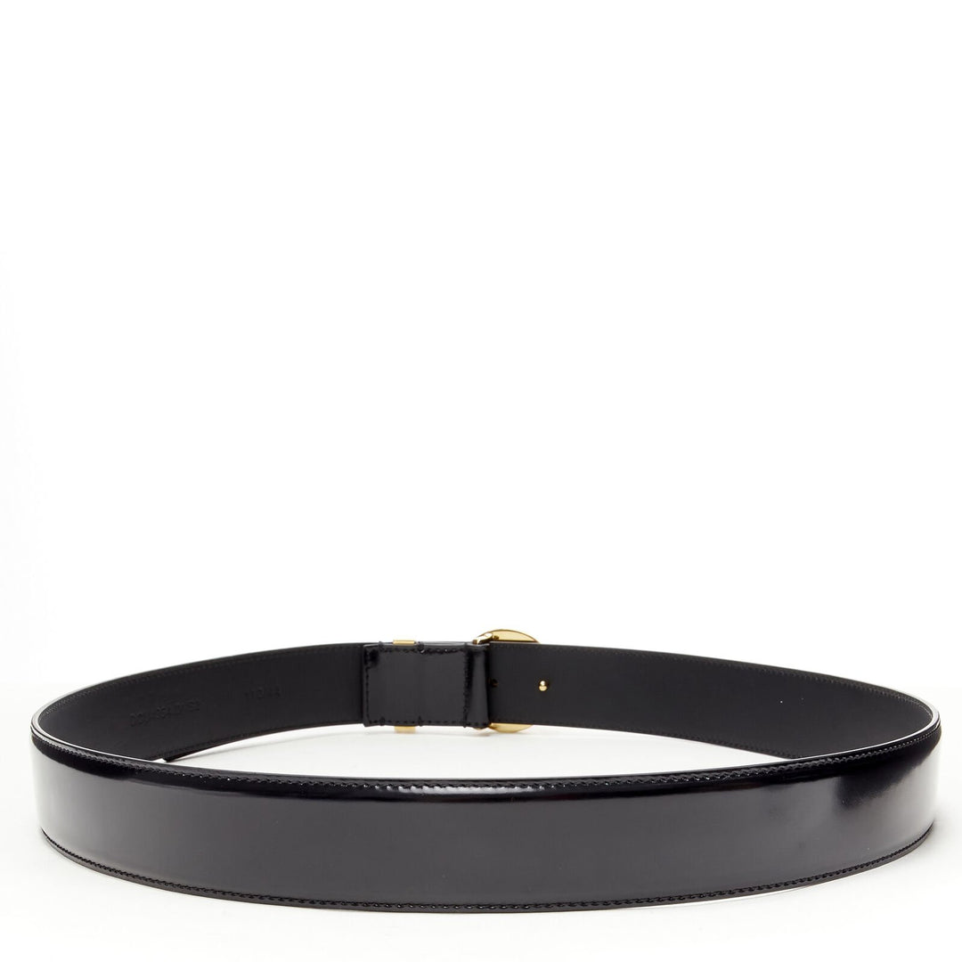 VERSACE Medusa Biggie crystal gold coin black leather belt 90cm 34-38"