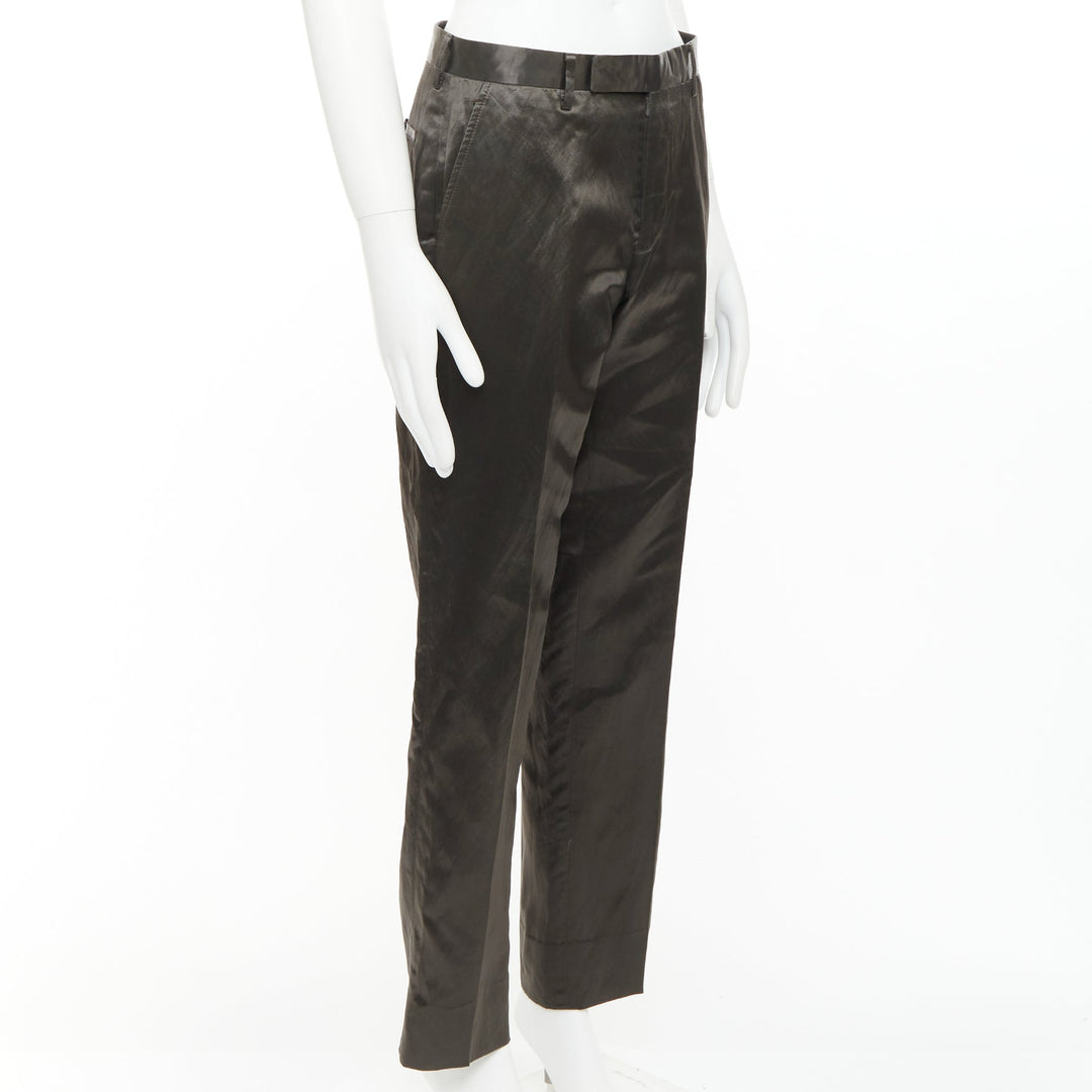 LANVIN bronze cupro blend silky high waist cropped dress wide pants FR46 S