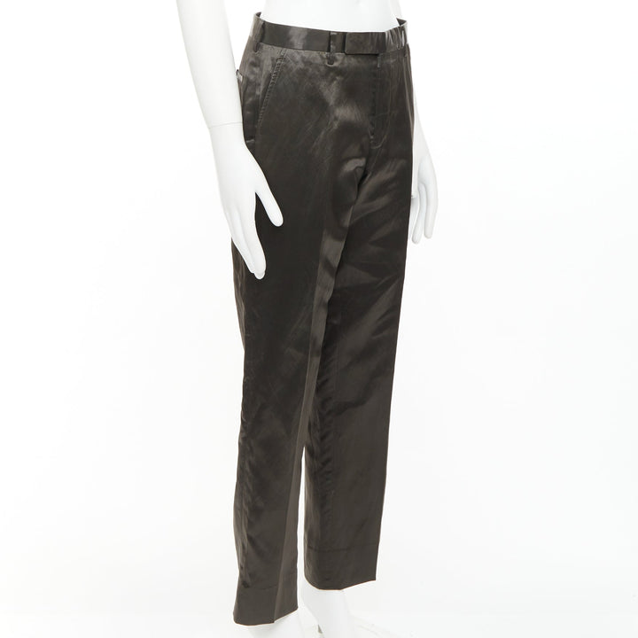 LANVIN bronze cupro blend silky high waist cropped dress wide pants FR46 S