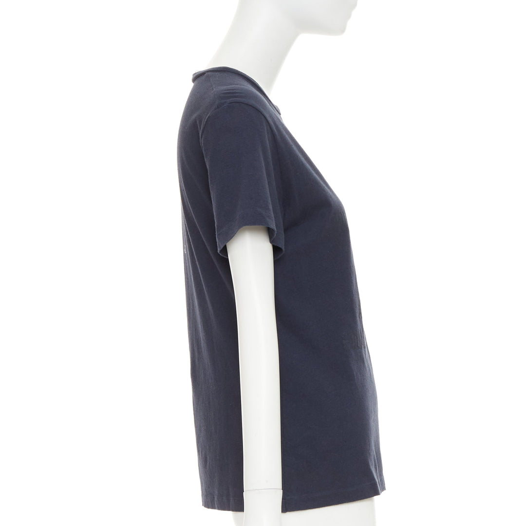 DIOR 2017 Feminist Definition navy cotton linen washed effect tshirt S