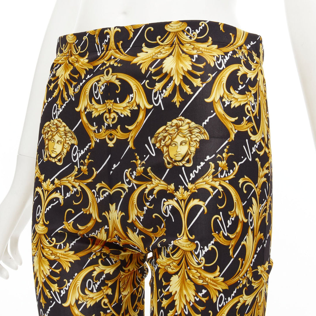 VERSACE 2020 Runway Gianni Signature Medusa Barocco gold flare pants IT42 M