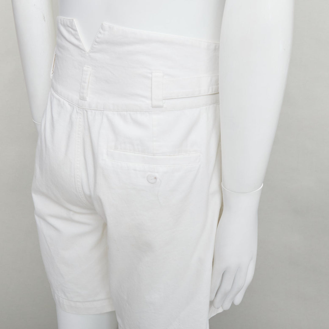 RAF SIMONS 2006 cream cotton high waist pleated front dress shorts EU50 L