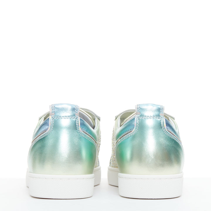 CHRISTIAN LOUBOUTIN Louis Junior Strass Flat Iridescent crystal low sneaker EU43