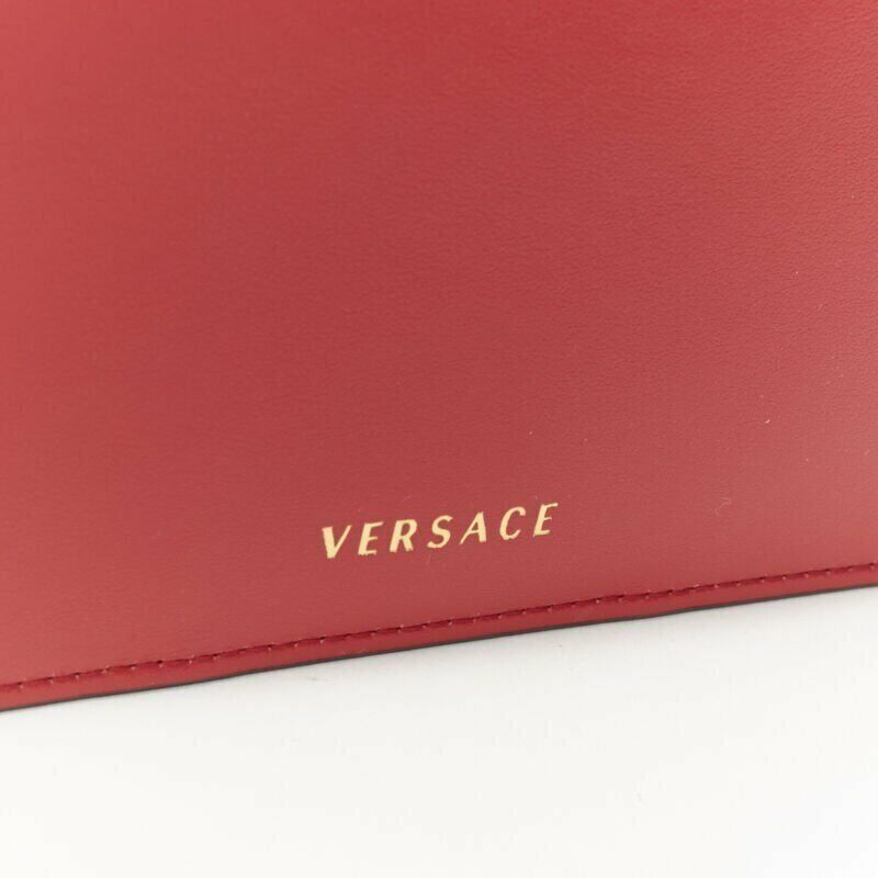 VERSACE Ayers scaled leather gold Medusa stud bordered top zip pouch case