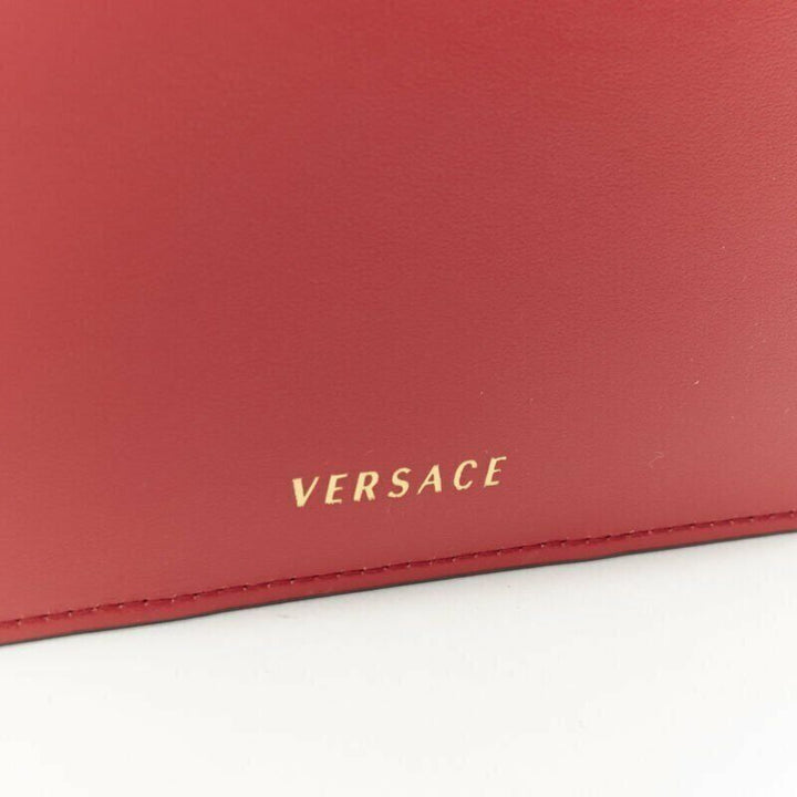 VERSACE Ayers scaled leather gold Medusa stud bordered top zip pouch case