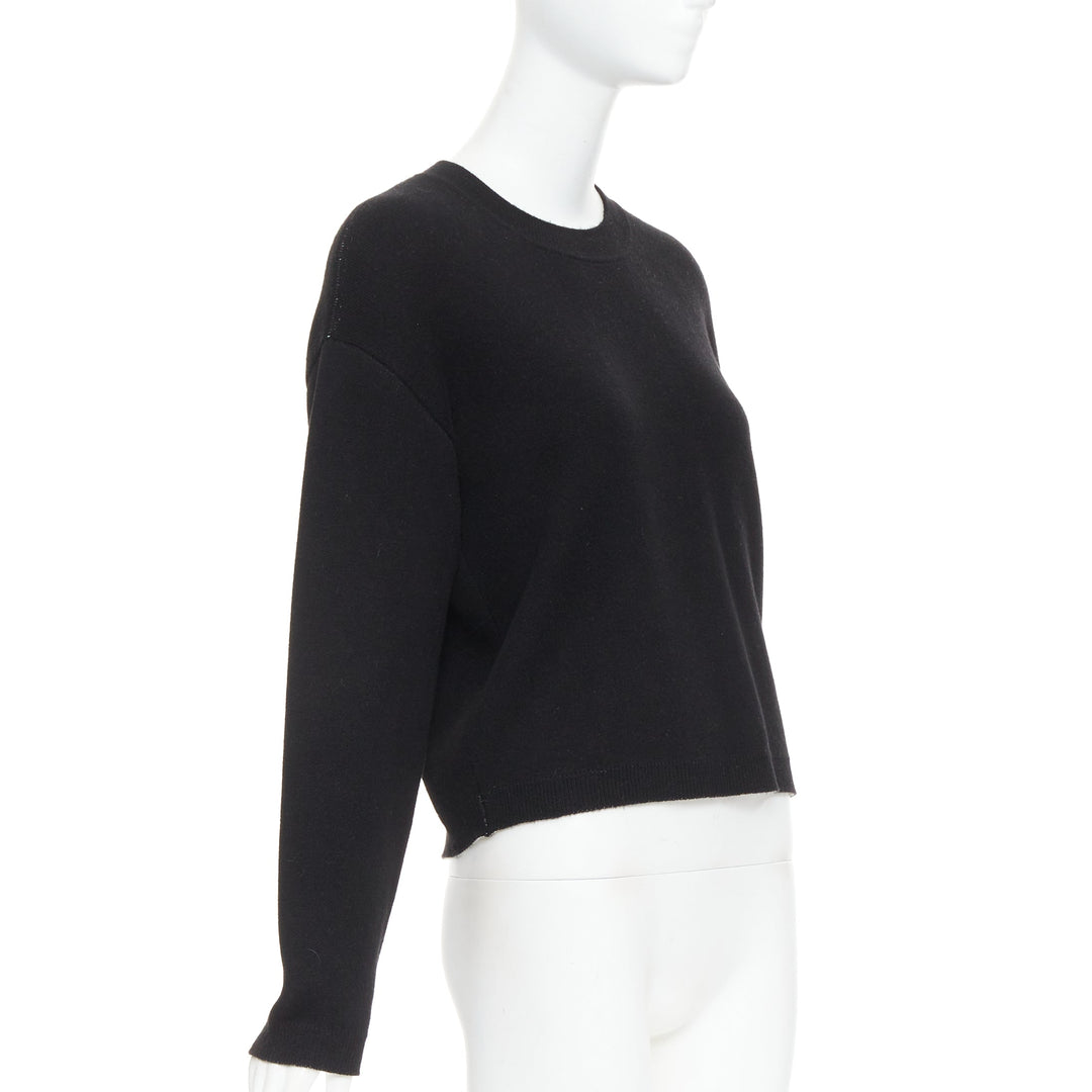 CHRISTIAN DIOR J'adior 8 black cashmere blend  crew neck crop sweater FR34 XS