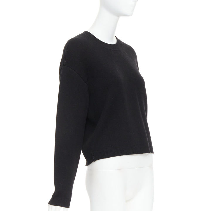 CHRISTIAN DIOR J'adior 8 black cashmere blend  crew neck crop sweater FR34 XS