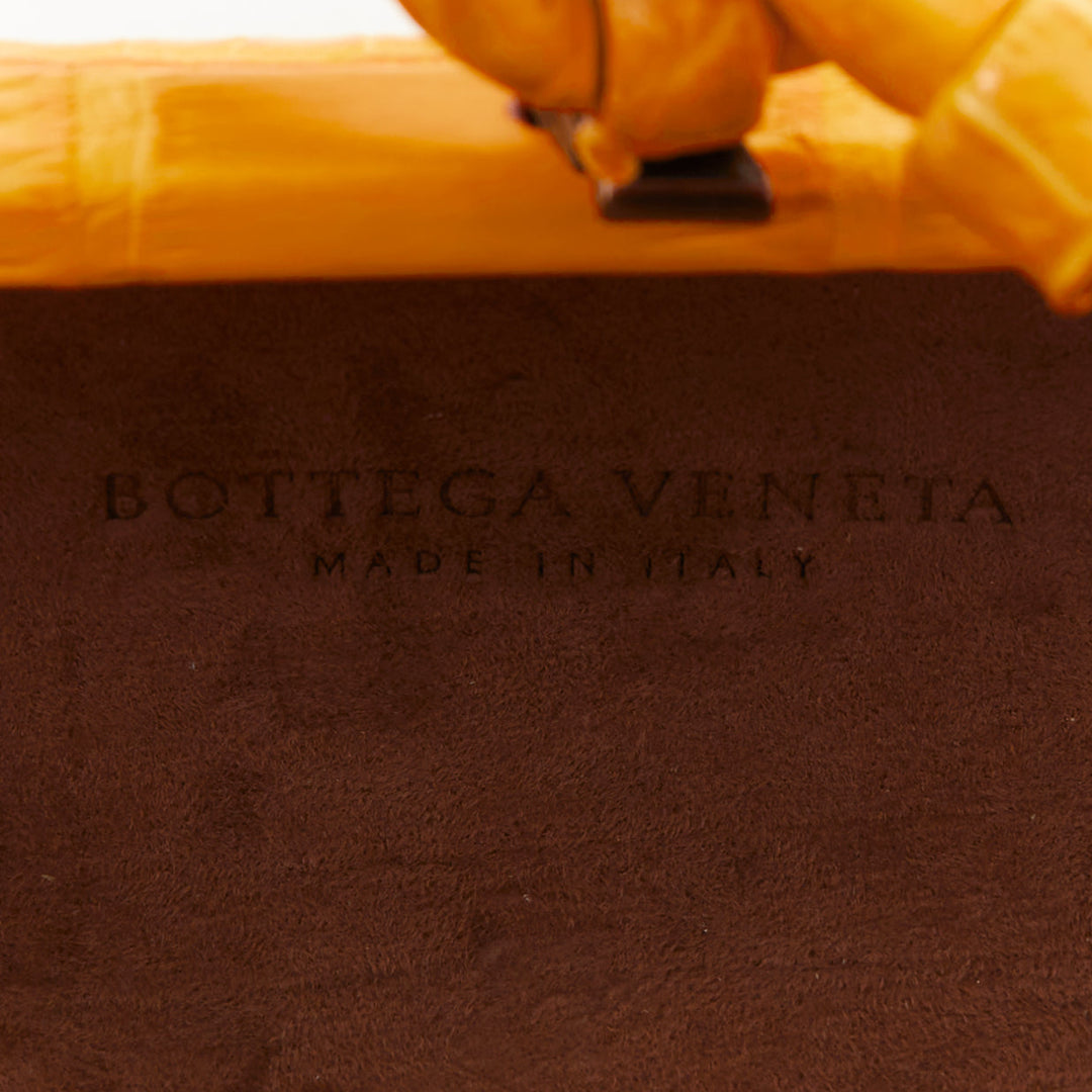 BOTTEGA VENETA Pochette Knot yellow exotic leather minaudiere box clutch bag