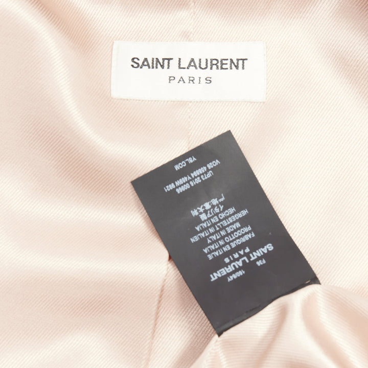 SAINT LAURENT 2016 Hedi Slimane blush satin Love sequin bomber FR36 S