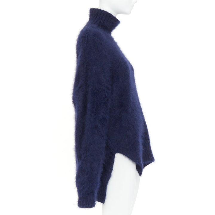 CELINE 2017 Runway Phoebe Philo navy fuzzy angora oversized sweater M