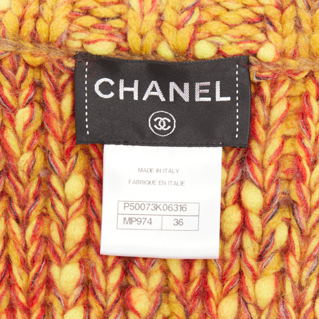 CHANEL 2014 Runway marigold yellow heavy knit oversized cardigan coat FR36 S