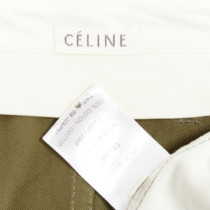 CELINE 2010 khaki green cotton patchwork pocket zipper cargo skirt FR40 L