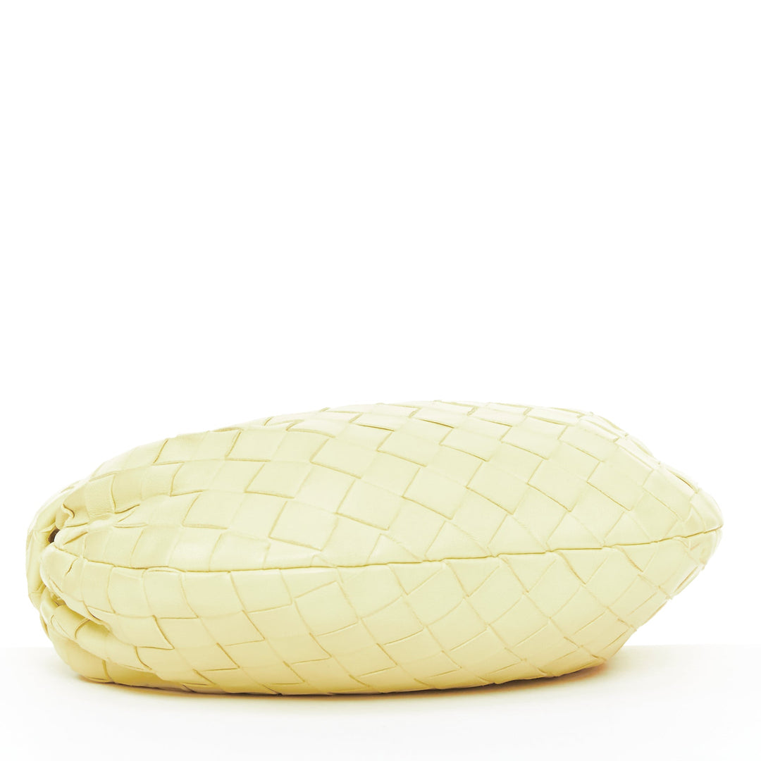 BOTTEGA VENETA Jodie Mini pastel yellow lambskin intrecciato woven knot hobo bag