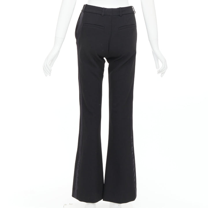 VVB VICTORIA BECKHAM black mid waist flare wide leg trousers UK6 XS