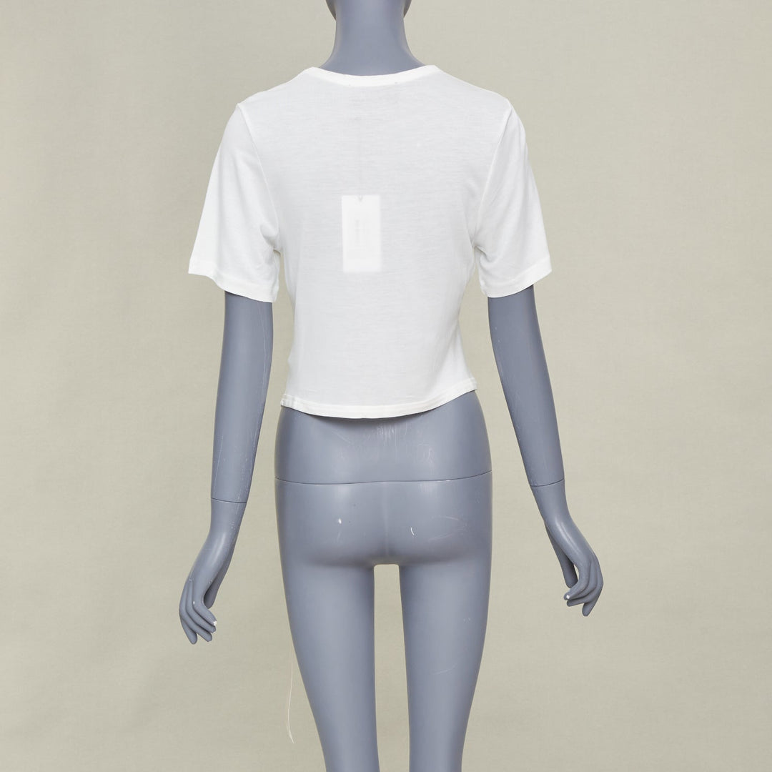 SIMONE ROCHA 2024 Bow Tails Easy ivory fine jersey curved hem bow top shirt S