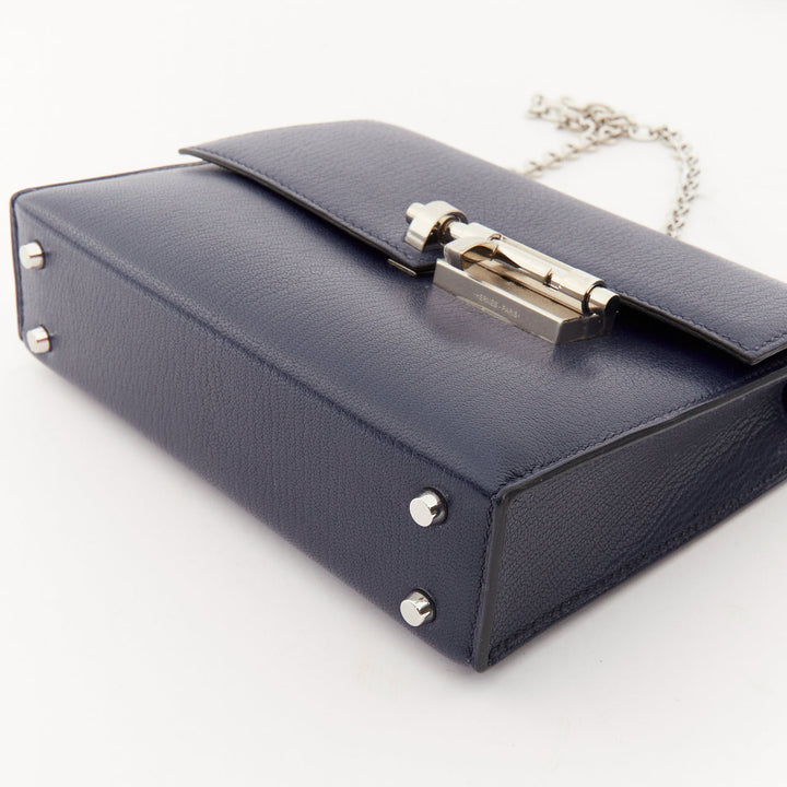 HERMES Runway Verrou Chaine Mini deep blue chevre leather shoulder handbag bag