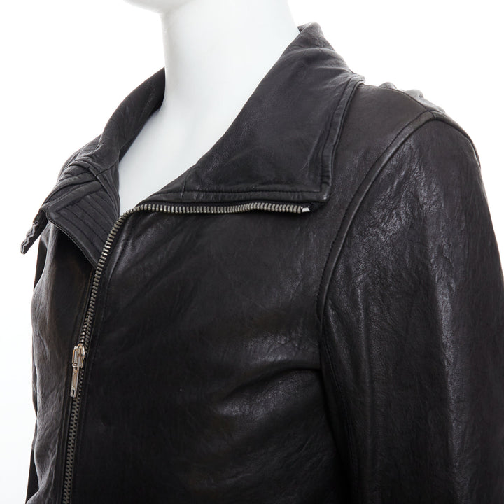 RICK OWENS black lambskin leather Olmar Mirta zip motorcycle jacket XS