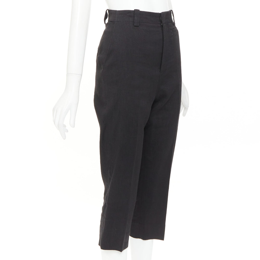 JACQUEMUS L'amour black hemp wool high rise cropped clam digger pants FR34 XS