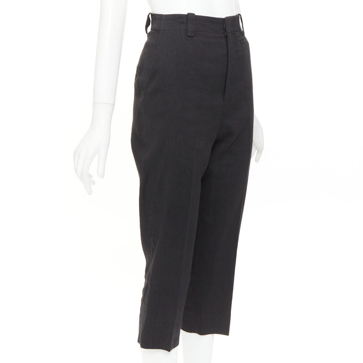 JACQUEMUS L'amour black hemp wool high rise cropped clam digger pants FR34 XS