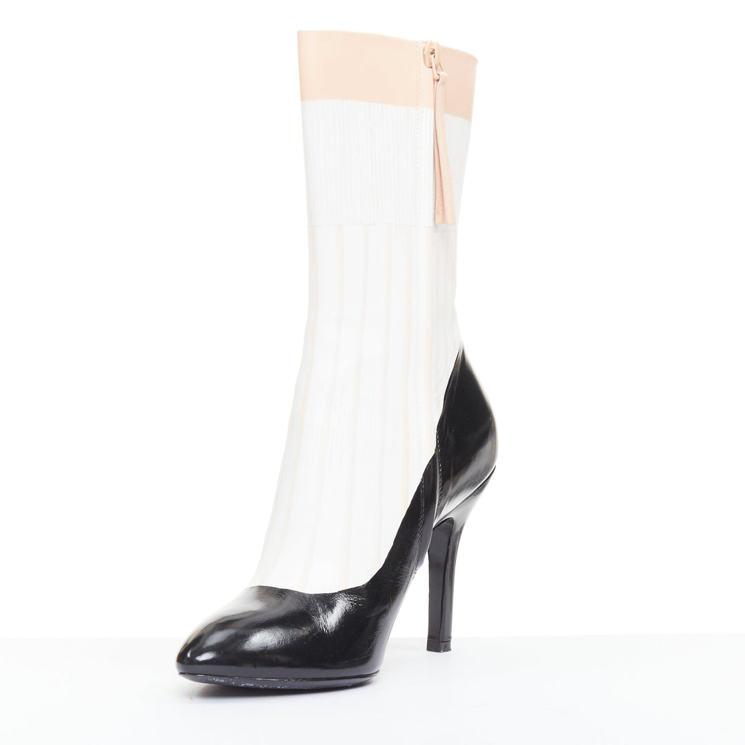 LOUIS VUITTON 2023 Runway Illusion white nude Trompe Loeil heel boots