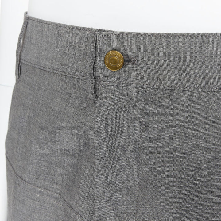 MERCIBEAUCOUP grey wool reversed back to front dropped crotch trousers JP3 L