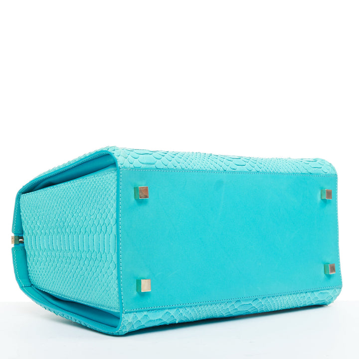 VICTORIA BECKHAM Seven Satchel turquoise scaled leather top handle bag