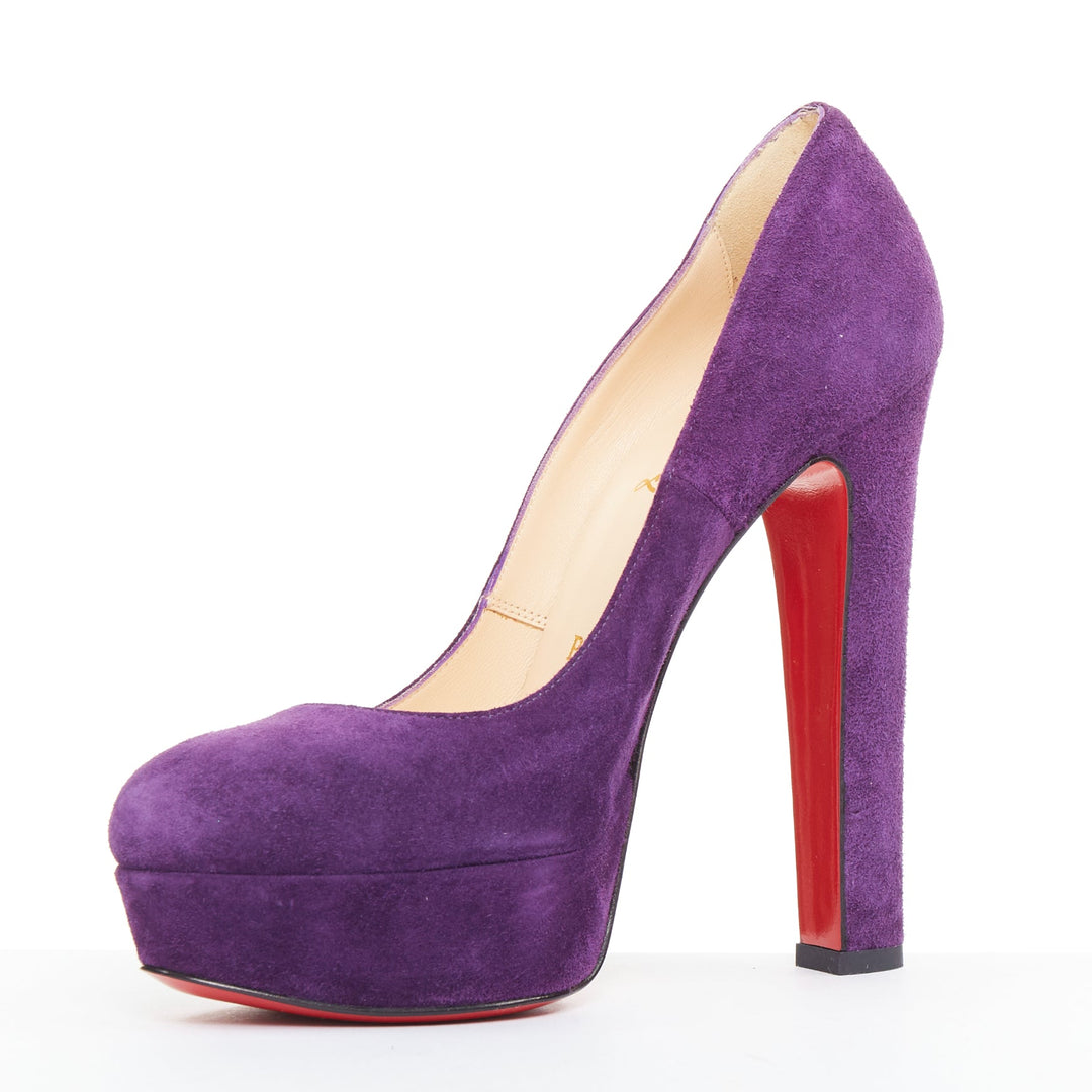 CHRISTIAN LOUBOUTIN Bibi 140 Veau Velours ultra violet suede platform pumps EU37