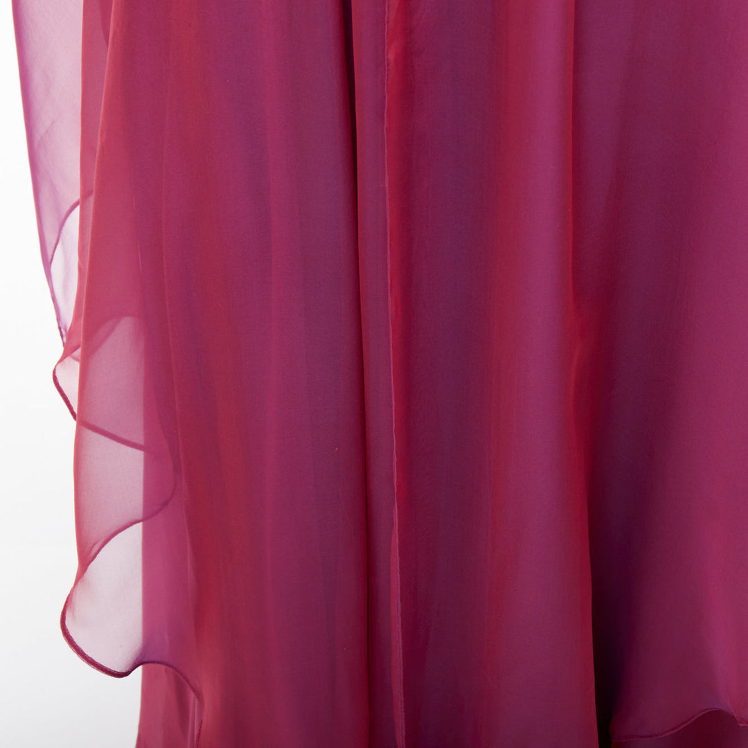 TERI JON Rickie Freeman iridescent purple silk beaded gown with shawl US14 3XL