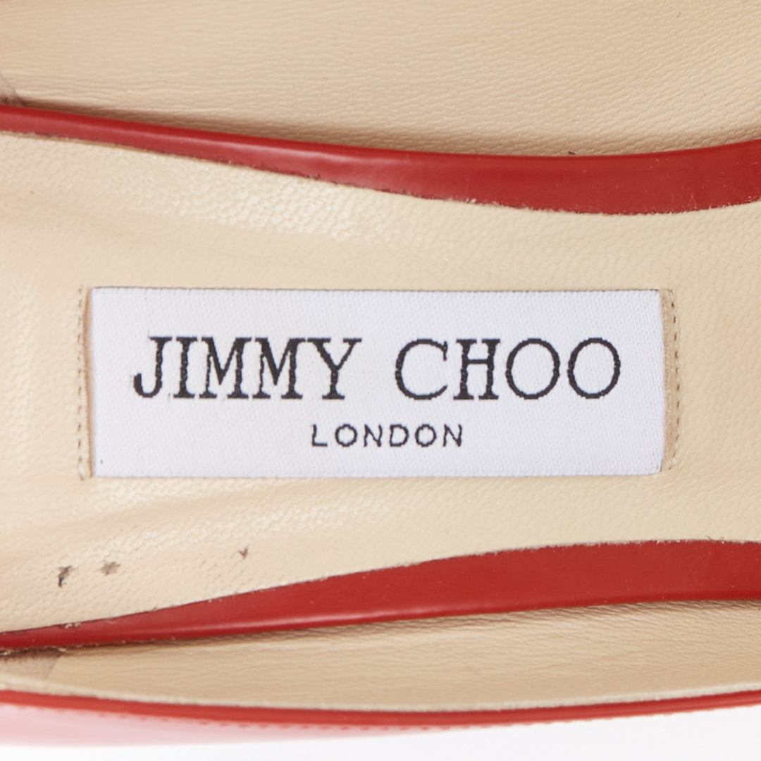 JIMMY CHOO Romy 85 red leather pointy toes stiletto heeled pumps EU39.5