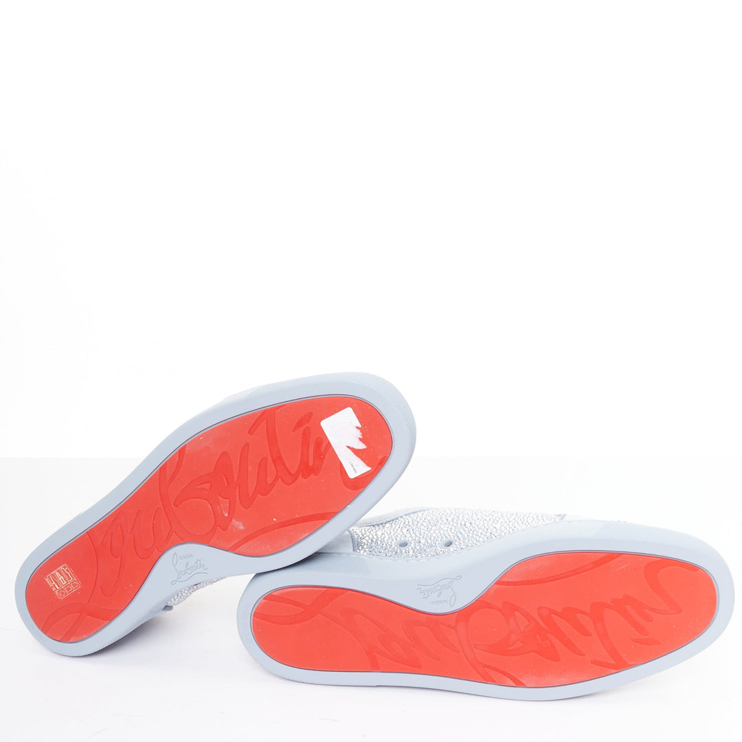 CHRISTIAN LOUBOUTIN Louis Junior Strass Flat Zinc Blue crystal sneaker EU43.5