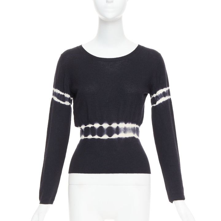 MIU MIU 2013 black cashmere silk tie dye cinched waist pullover sweater IT40 S