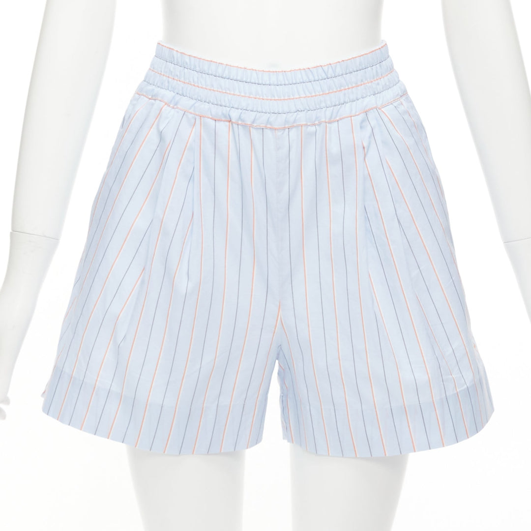 MARNI light blue orange pinstripe embroidered boxer shorts IT36 XXS