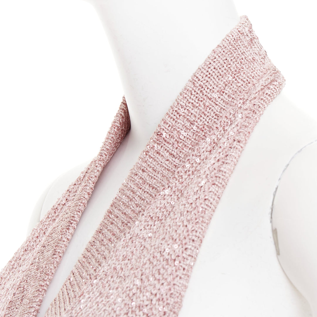 ALEXANDRE VAUTHIER metallic pink sequinned knitted halter backless gown dress