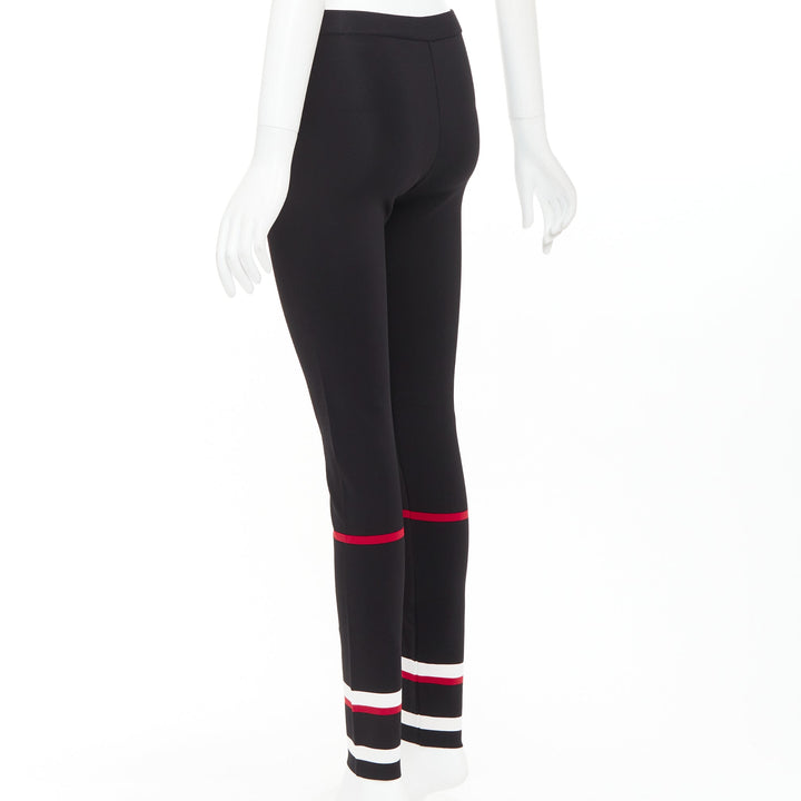 GIVENCHY black red white striped hem viscose knit legging pants XS