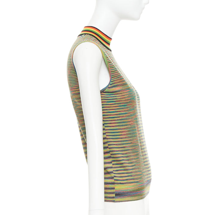 MISSONI Rasta rainbow multicolour graphic wool knitted high neck tank top IT40 S