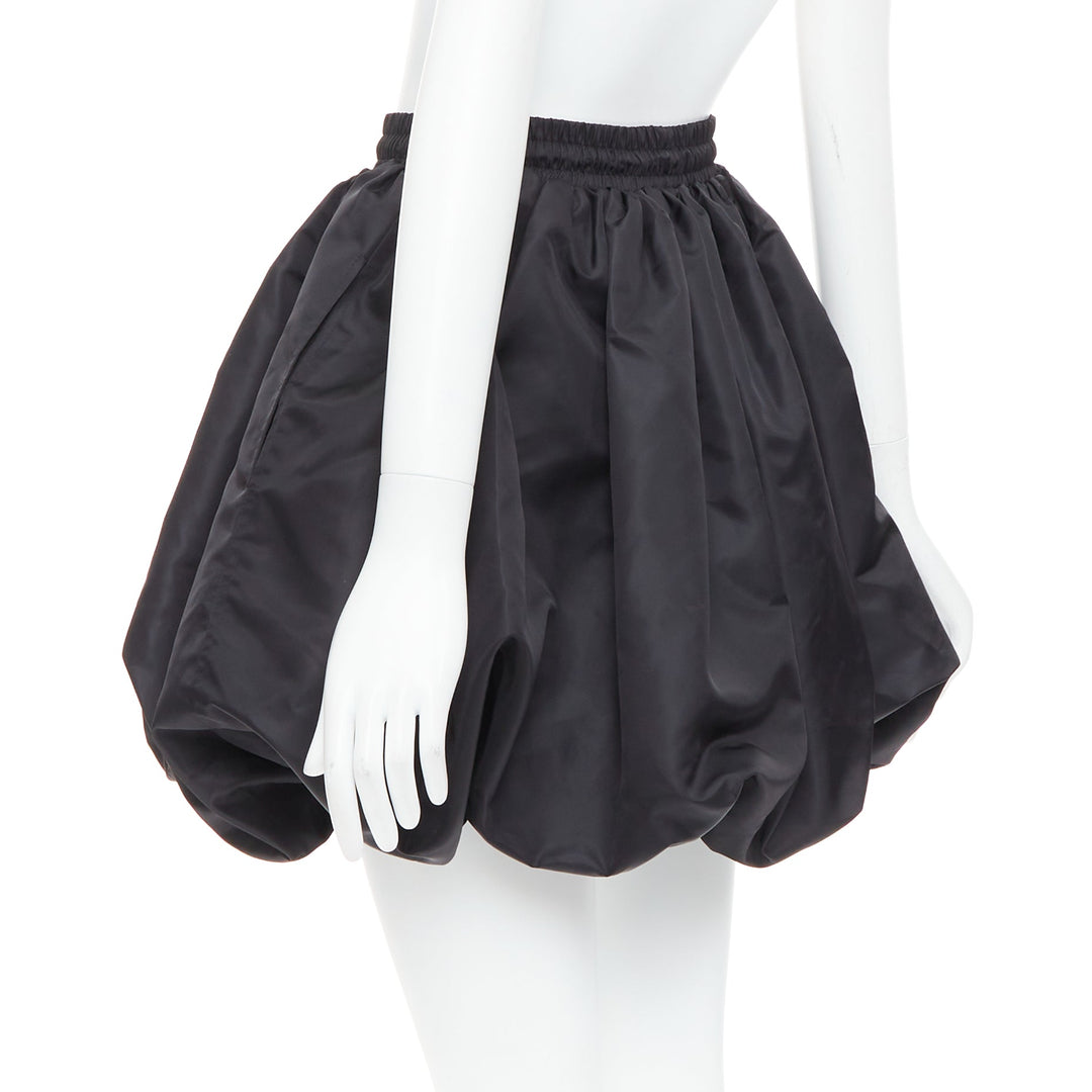 DAVID KOMA black nylon bubble silver drawstring puffball skirt UK6 XS