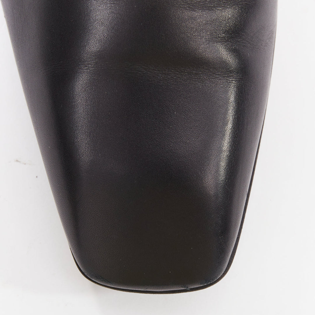 LOUIS VUITTON Mini Lin black monogram canvas saure toe riding boots EU37.5