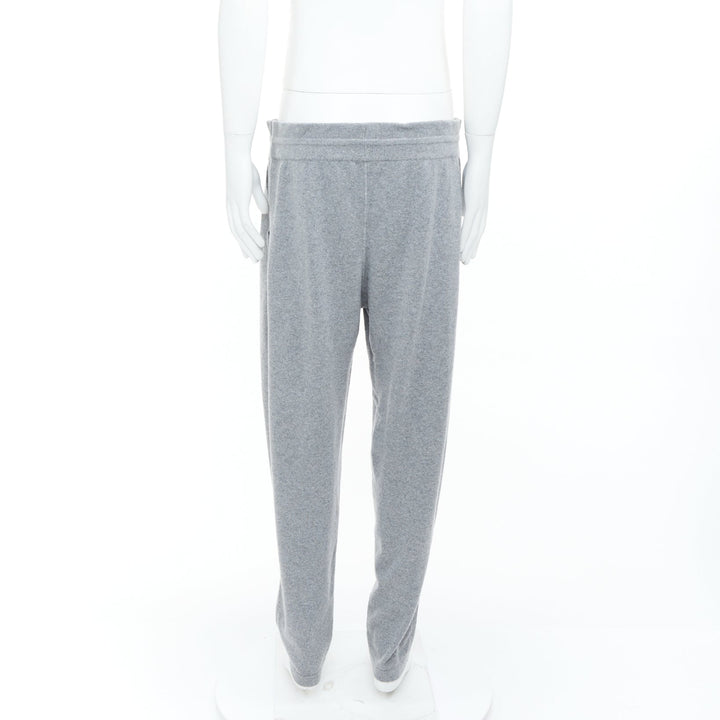 LORO PIANA Baby Merano Cashmere light gray melange knit drawstring joggers XXL