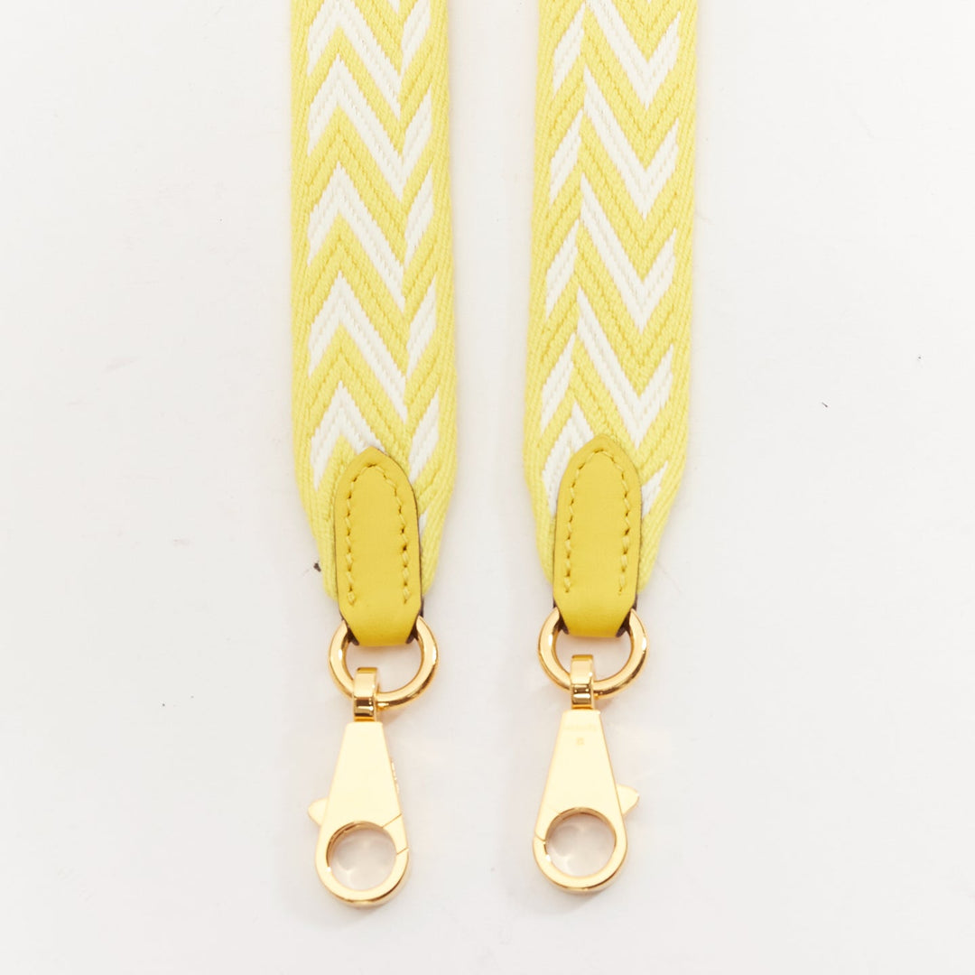 HERMES Sangle Zigzag 25 yellow white chevron stripes  gold hardware bag strap