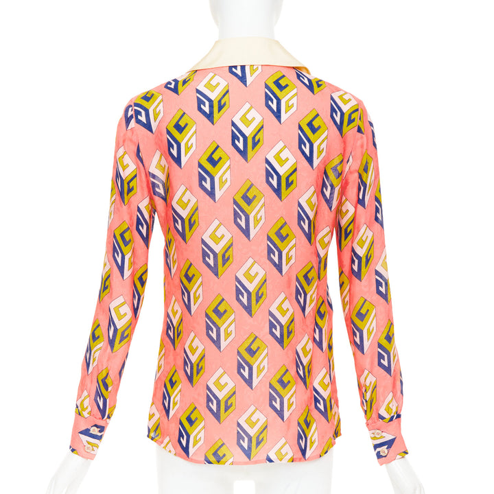 GUCCI Alessandro Michele 2017 pink geometric vintage G print blouse IT38 XS