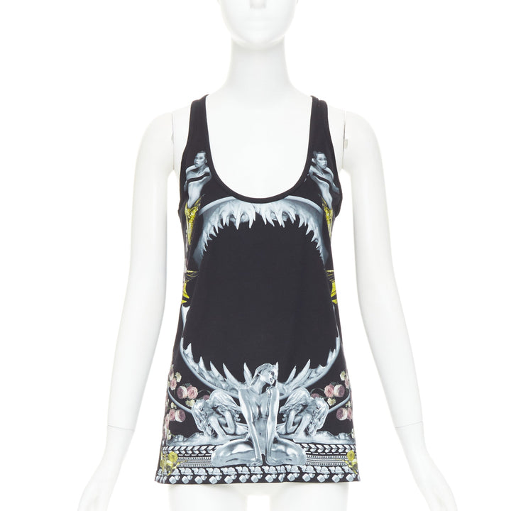 GIVENCHY Riccardo Tisci 2014  Shark and Mermaid black cottoncoop tank top M