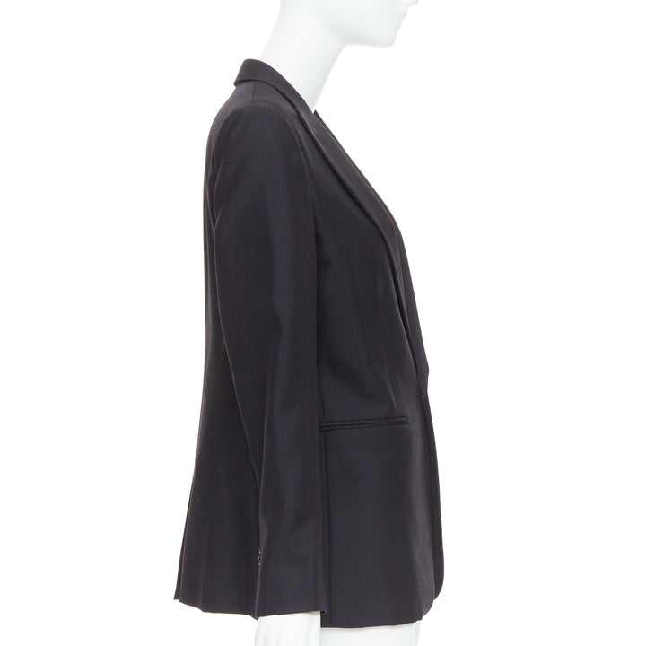 CHRISTIAN DIOR black wool mohair boxy peak collar tux jacket FR40 L