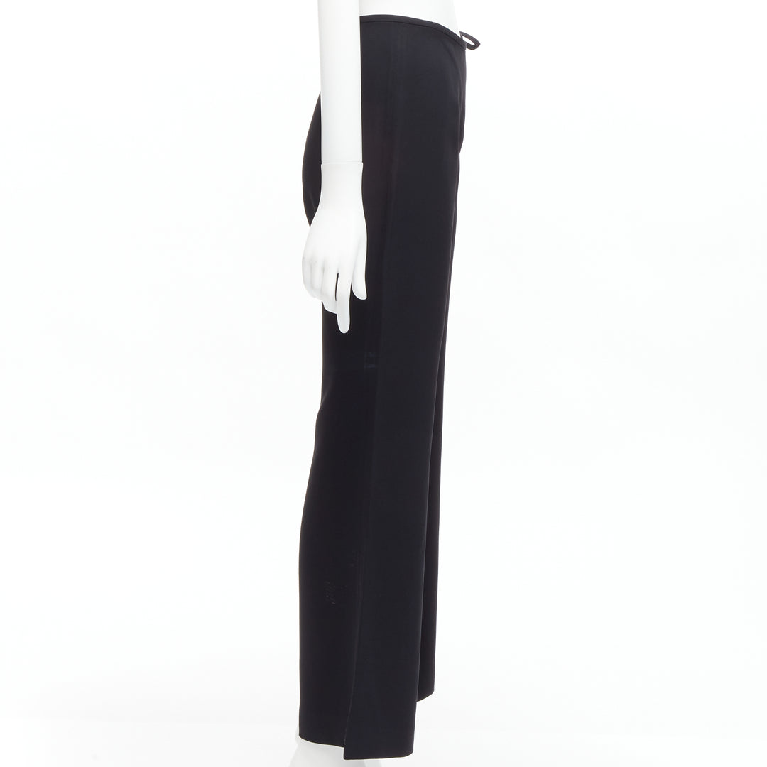 GUCCI Tom Ford Vintage black minimalistic charm tie waist wide leg pants IT40 S