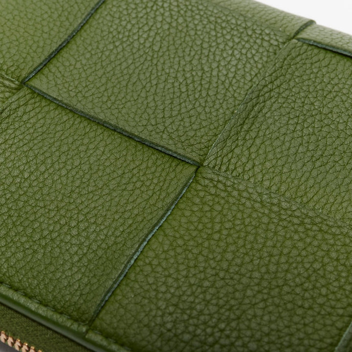 BOTTEGA VENETA Cassette avocado green maxi Intrecciato zip around long wallet